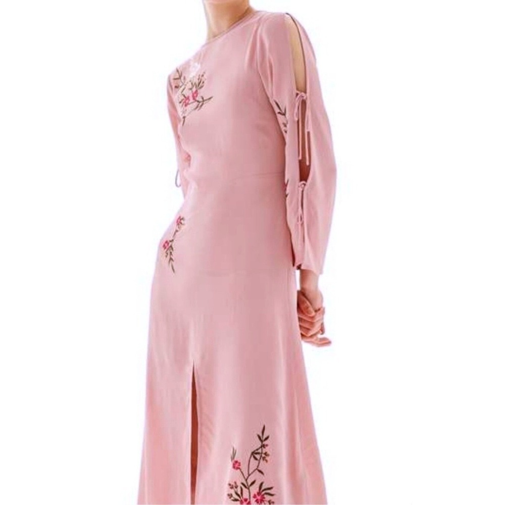 VTG Topshop‎ Women US 2 Pink Embroidered Dress Cottage Ballet Core Soft Girl Y2K